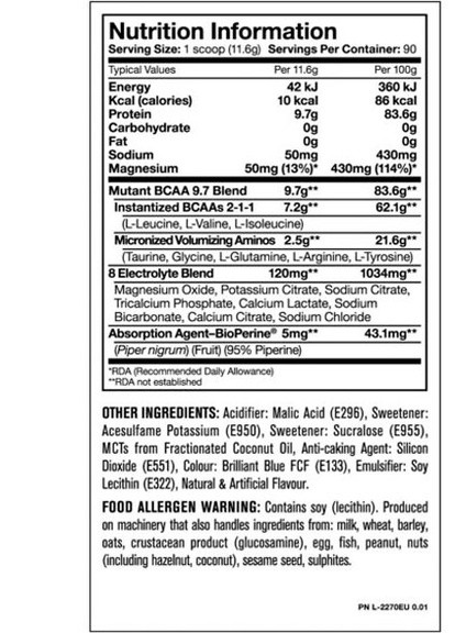 BCAA 9.7 1044 g /90 servings/ Watermelon MUTANT (256720102)