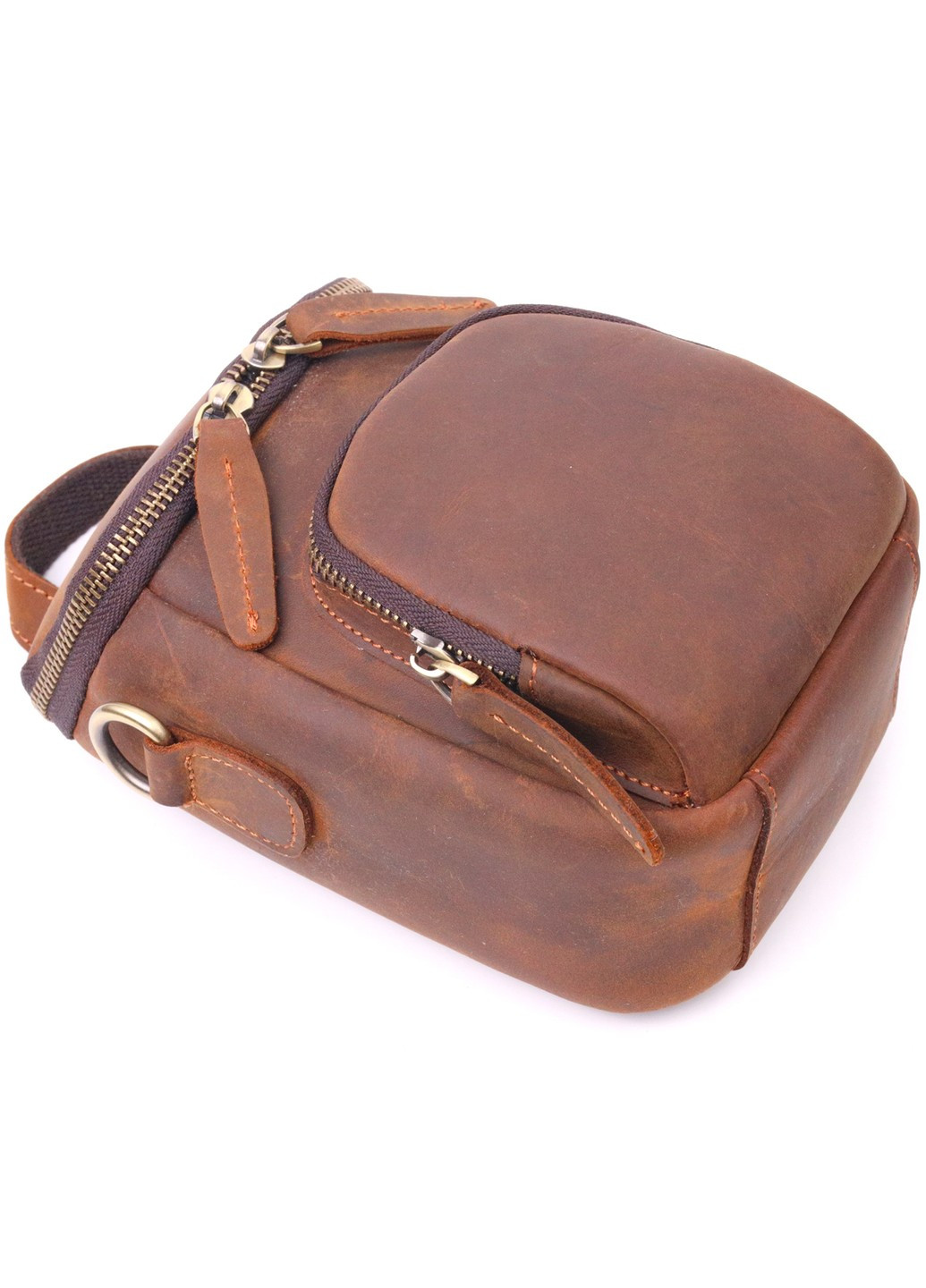Компактная мужская сумка из натуральной винтажной кожи 21295 Коричневая Vintage (258286270)