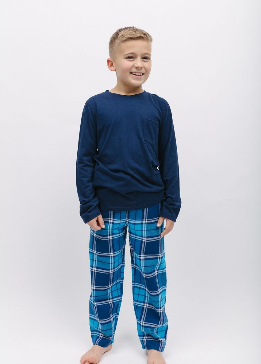 Синя зимня піжама для хлопчика 6853 футболка + штани Cyberjammies Felix