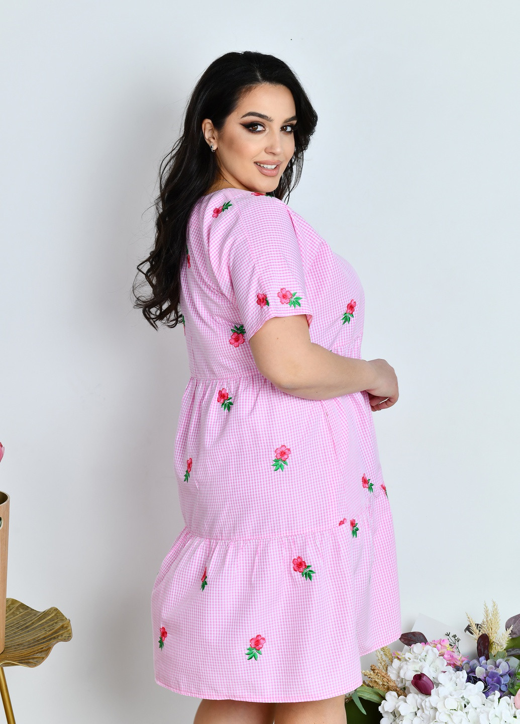 Розовое платье женское летнее из коттона DIMODA