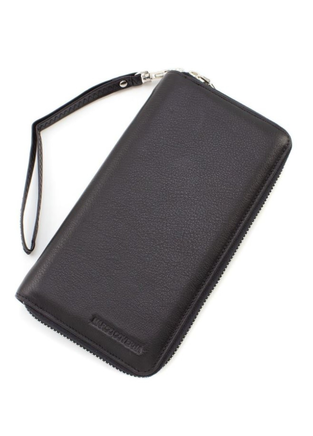 Чоловічий шкіряний гаманець на блискавці з ручкою 20х11 802-1 (18802) чорний Marco Coverna (259736985)