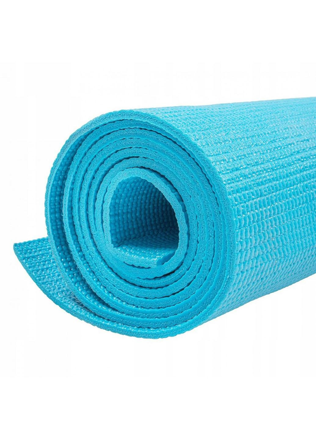 Коврик (мат) для йоги та фітнесу PVC 4 мм YG0035 Sky Blue Springos (258301997)