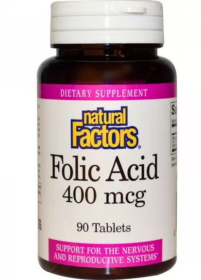 Folic Acid 400 mcg 90 Tabs Natural Factors (257267806)