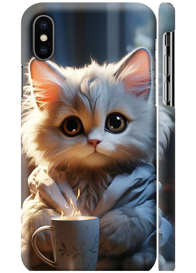 3D пластиковий матовий чохол 'Білий кіт' для Endorphone Apple iPhone X (265396274)