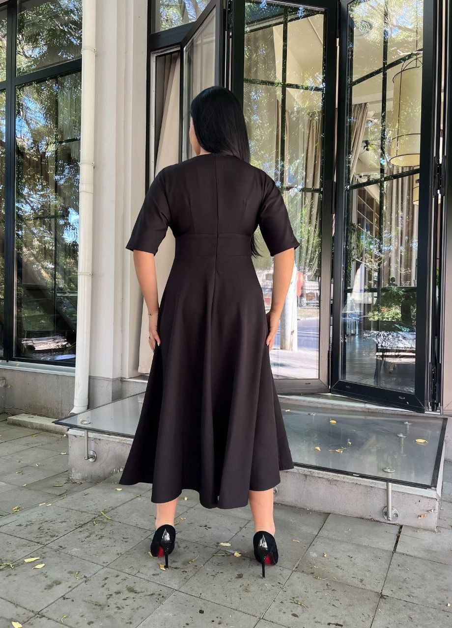 Чорна жіноча сукня міді з креп-костюмки колір чорний р.48 444639 New Trend