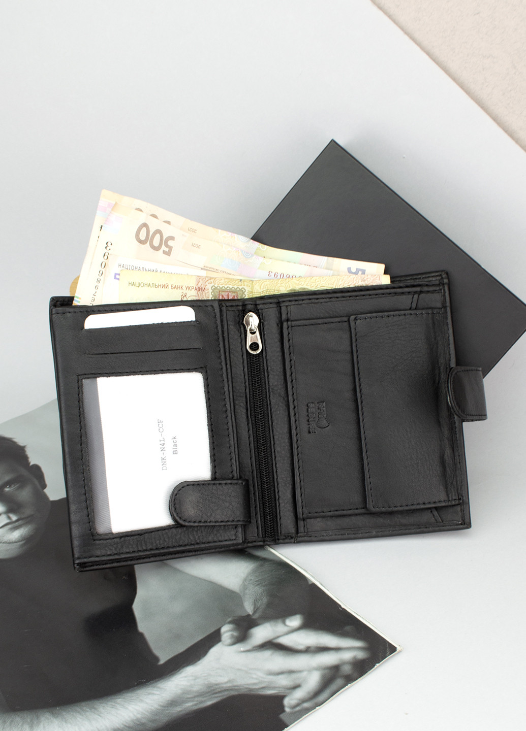 Мужское портмоне кожаное вертикальное N4L-CCF Black DNK (256675970)