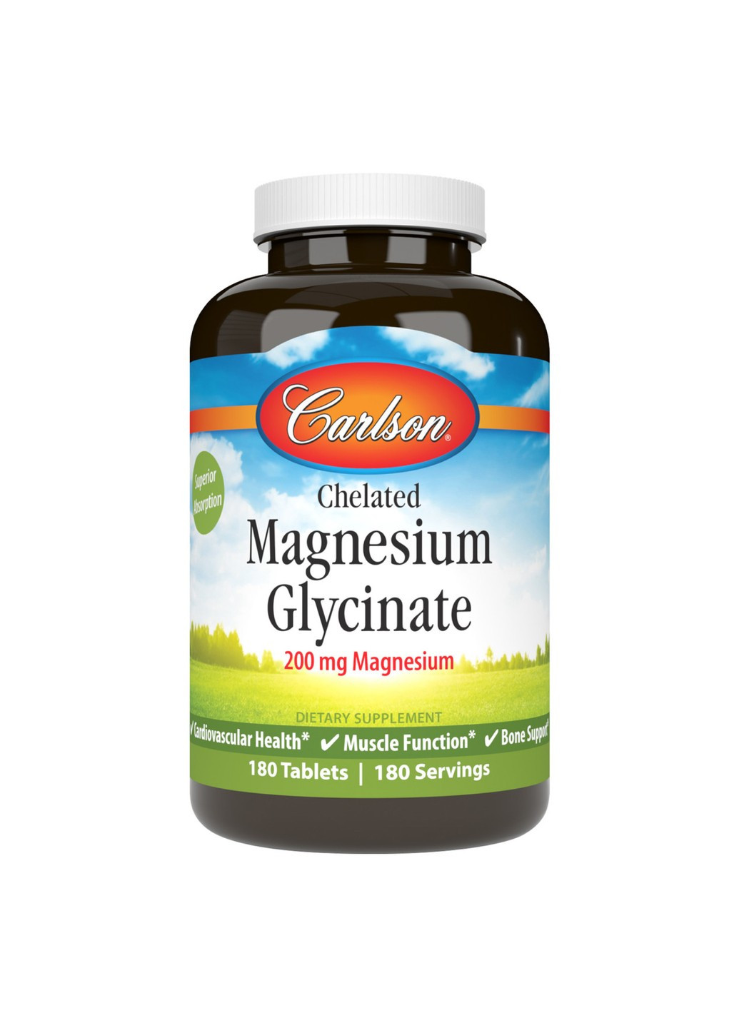 Магній Гліцинат Chelated Magnesium Glycinate 200мг - 90 таб Carlson Labs (278006893)