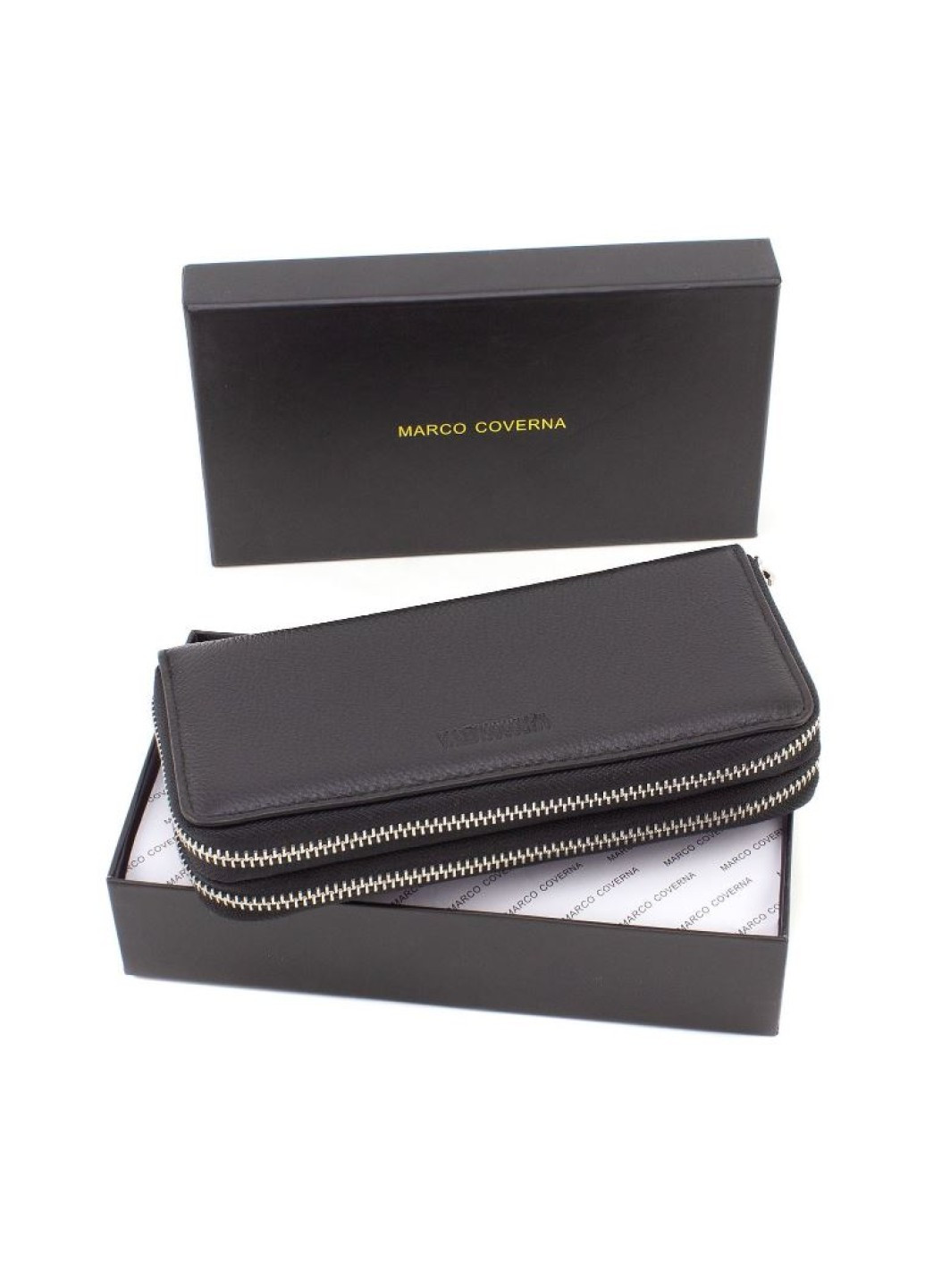 Шкіряний чоловічий гаманець-клатч на дві блискавки два відділення 19,5х9,5х4 M39-3 Small (21594)чорний Marco Coverna (259737032)