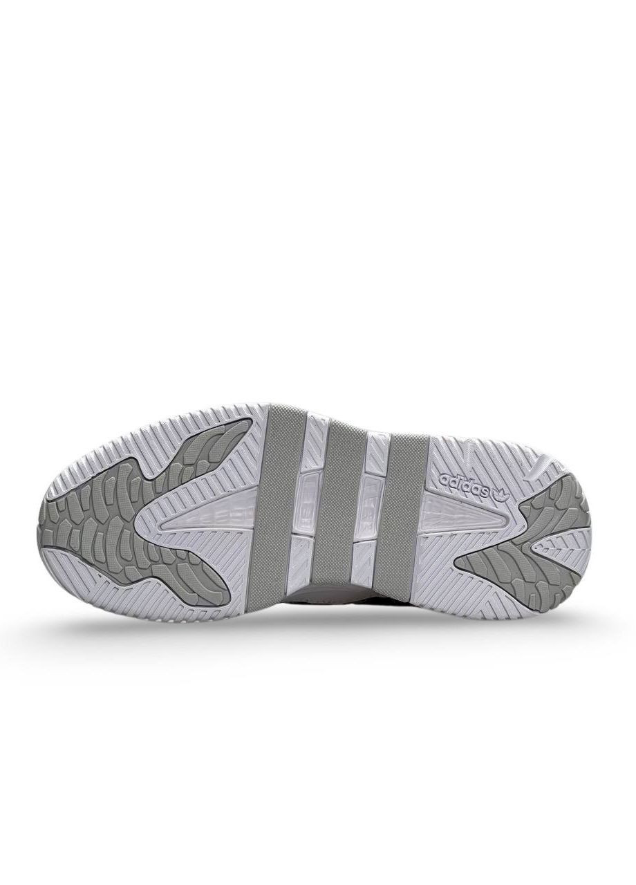 Сірі осінні кросівки жіночі, вьетнам adidas Niteball PRM White Gray Black Stripes
