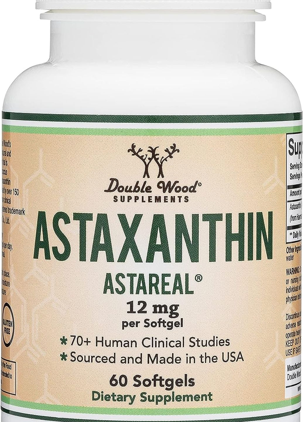 Аксантин Astaxanthin 12 mg 60 softgels Double Wood Supplements (261765741)