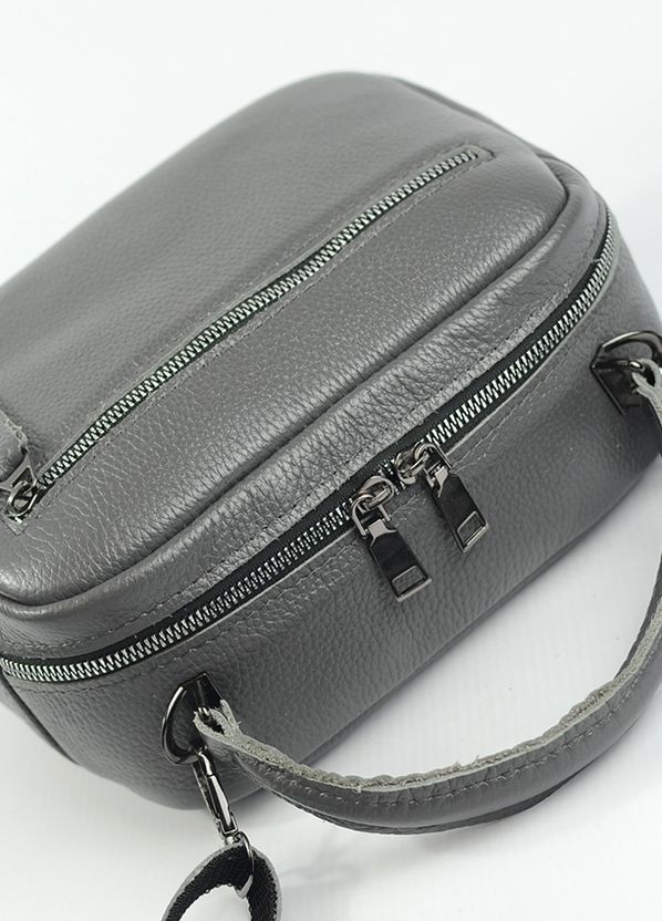 Сумка жіноча сіра маленька із натуральної шкіри з ручкою Serebro (266423754)