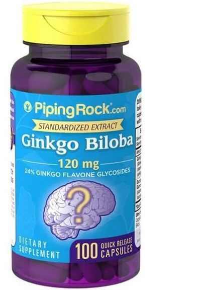 Ginkgo Biloba Extract 120 mg Full Spectrum Nutrition 100 Caps Piping Rock (257561333)