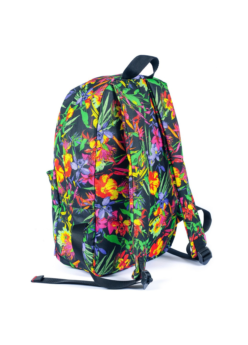 Яркий женский городской рюкзак черный с цветочным принтом водонепроницаемый повседневный 14 литров No Brand (258591290)