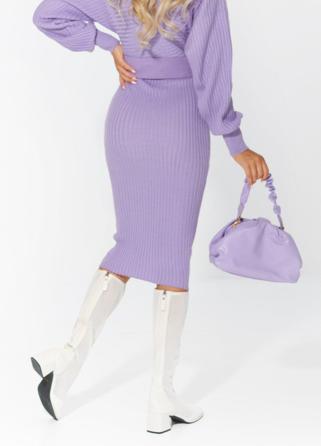 Фіолетова сукнi норма в'язана сукня в рубчик (ут000068858) Lemanta