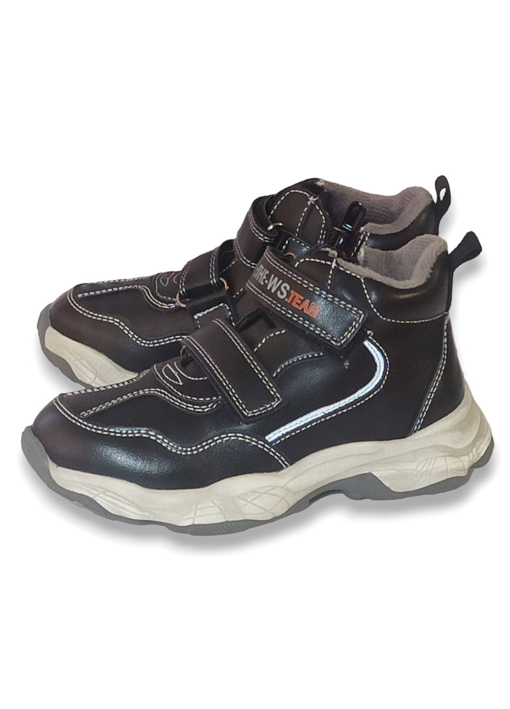 Черные повседневные осенние детские демисезонные ботинки для мальчика утепленные на флисе 5975 р.27-17,5см 29-18,5см Weestep
