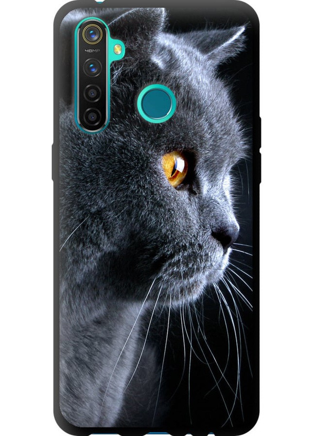 TPU черный чехол 'Красивый кот' для Endorphone Realme 5 Pro (257903809)