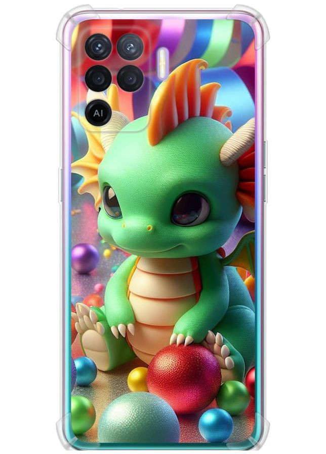 Силикон с усиленными углами чехол 'Веселый дракончик' для Endorphone Oppo Reno5 Lite (275458417)