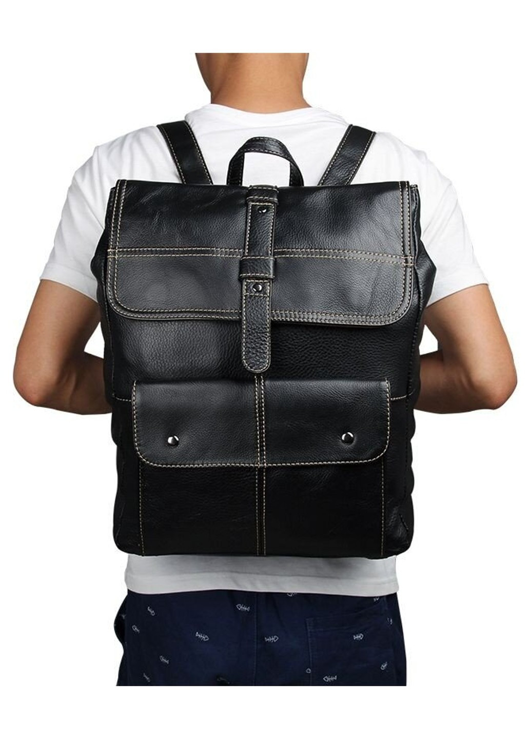Чоловічий шкіряний рюкзак 14377 Чорний Vintage (269994194)