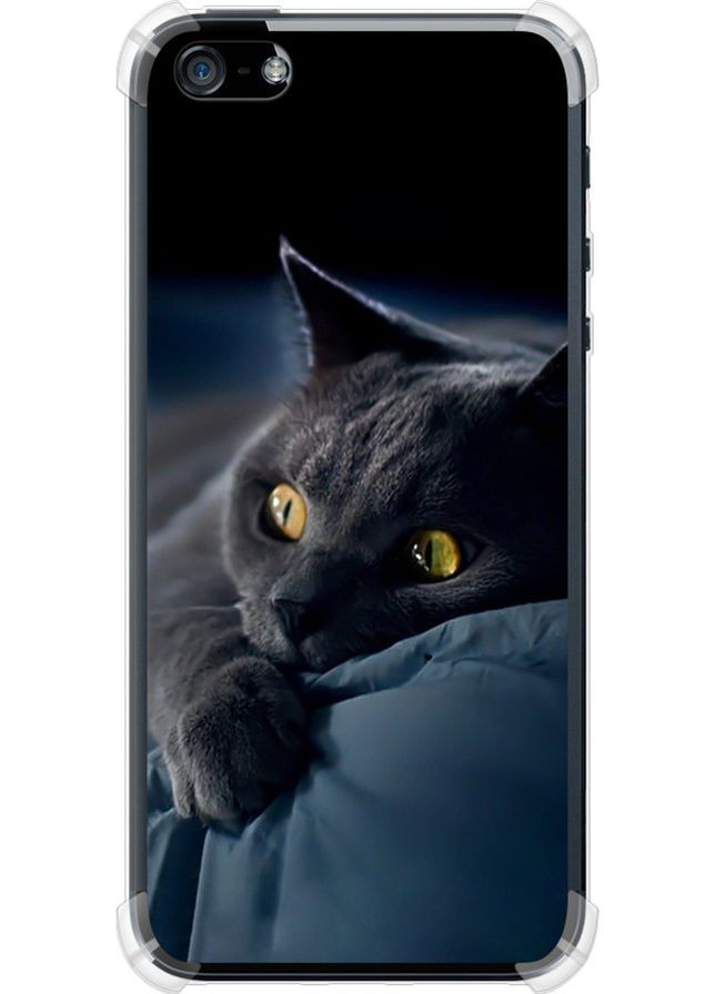 Силіконовий протиударний с посиленими кутами чохол 'Димчастий кіт' для Endorphone apple iphone 5 (265227079)