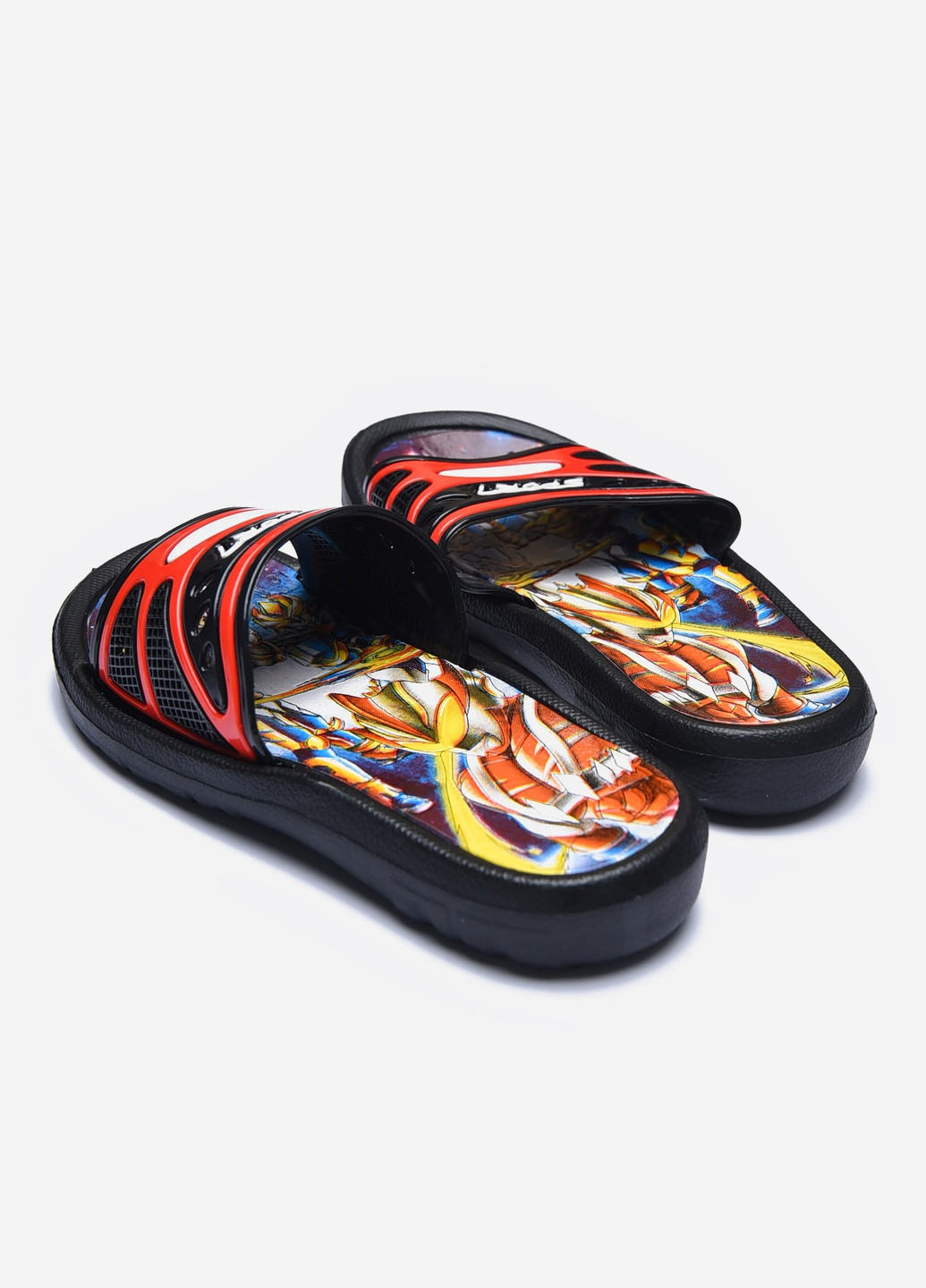 Шлепки детские черно-красного цвета с надписью Let's Shop (257972764)