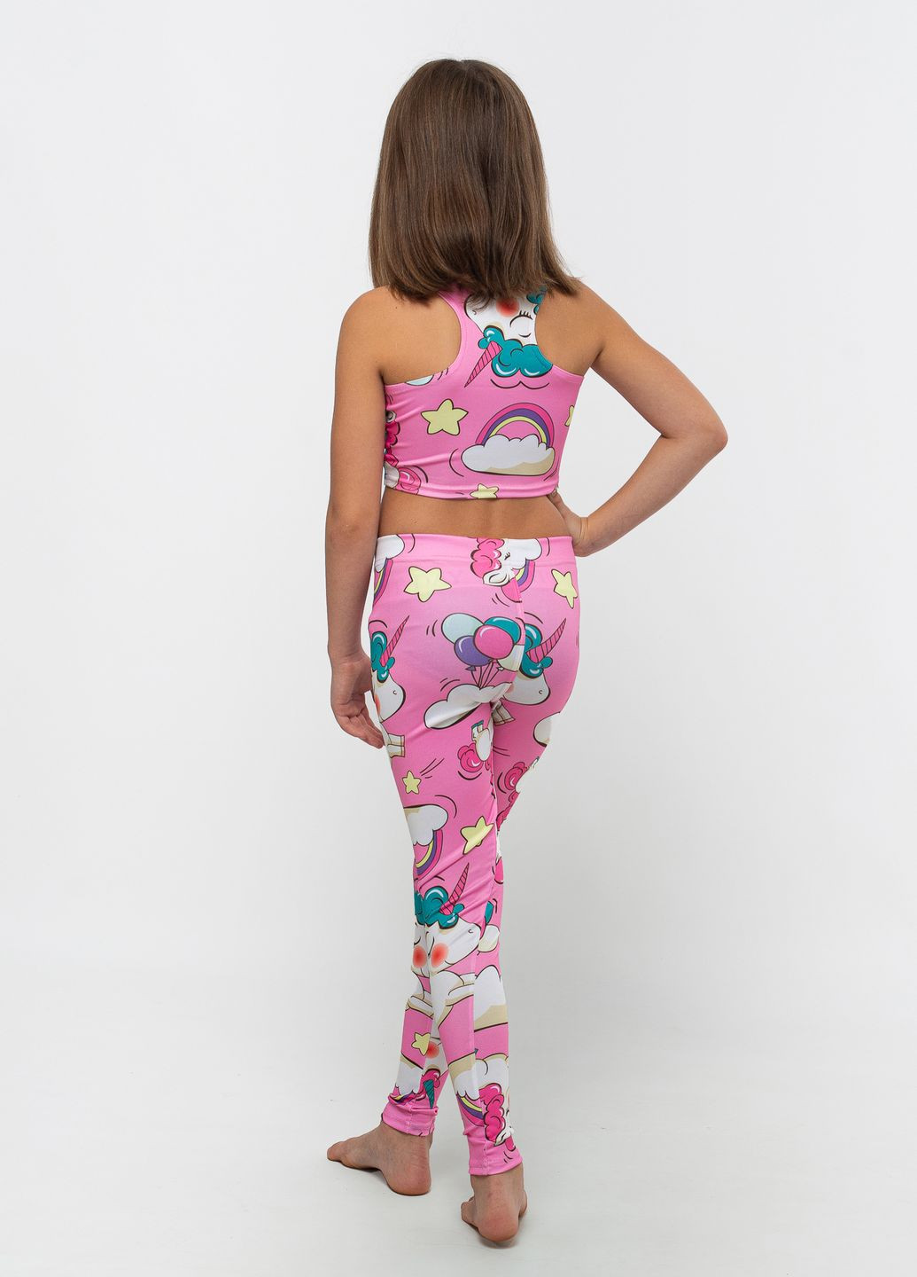 Спортивний комплект для дівчинки (топ + лосини) рожевий спортивний костюм для гімнастики Total Pro fitness (276399988)