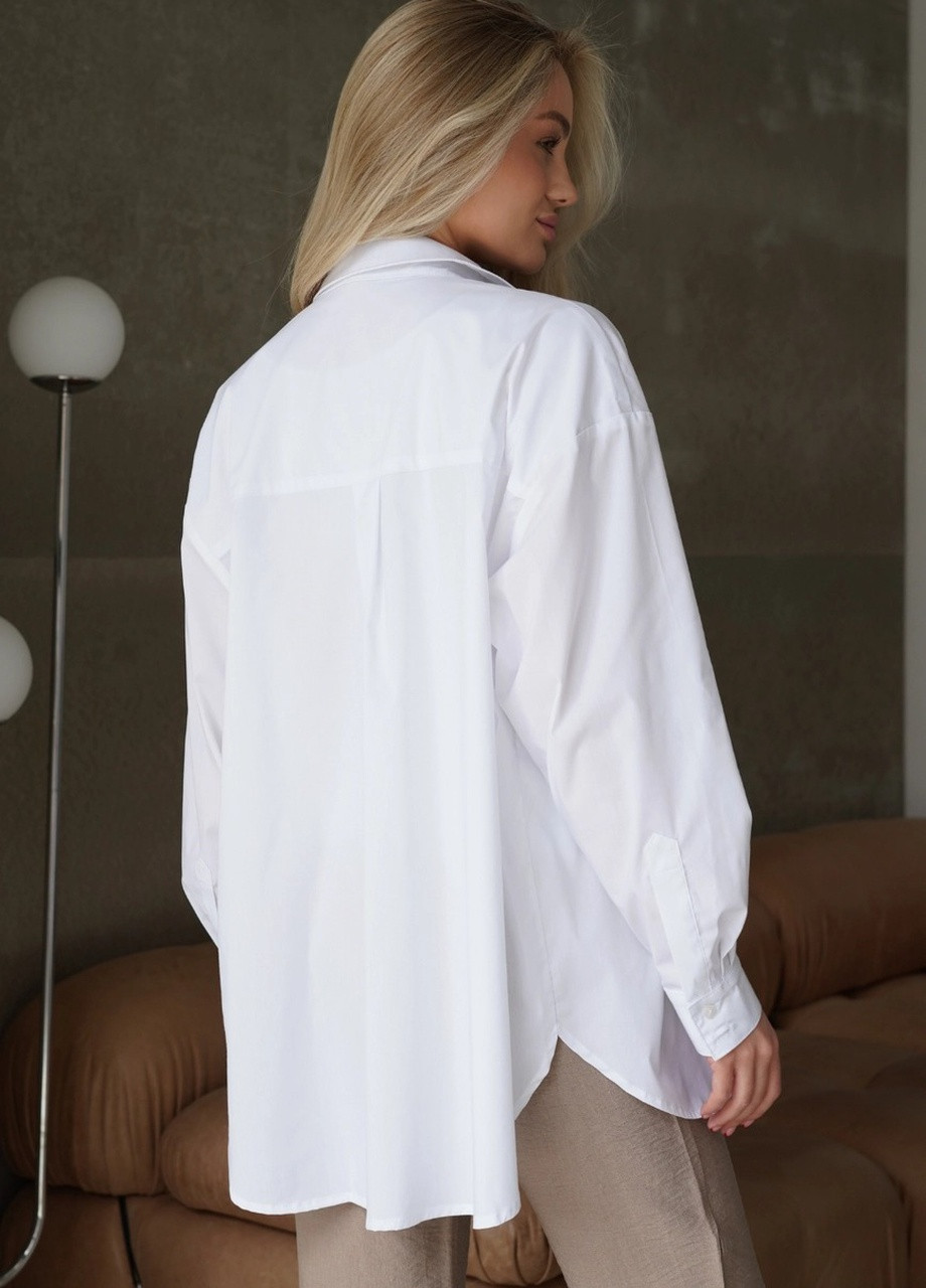 Біла біла блуза сорочка для вагітних та годуючих мам оверсайз на гудзиках бавовняна To Be