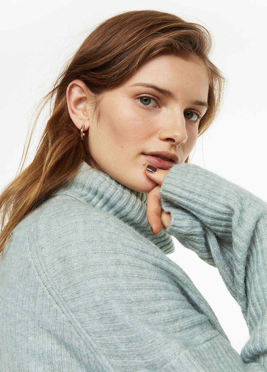 Светло-зеленый зимний свитер-водолазка H&M