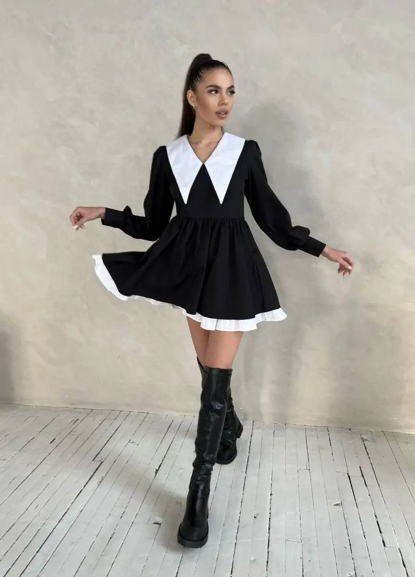 Черное кэжуал женское платье коттон No Brand