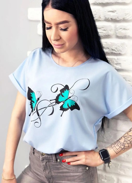 Блакитна літня жіноча блузка-футболка "arial" Fashion Girl