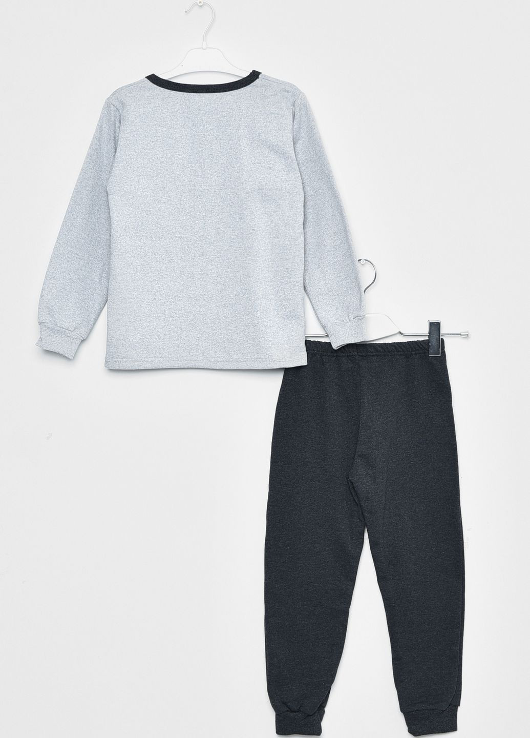 Серая всесезон пижама детская на флисе серого цвета кофта + брюки Let's Shop