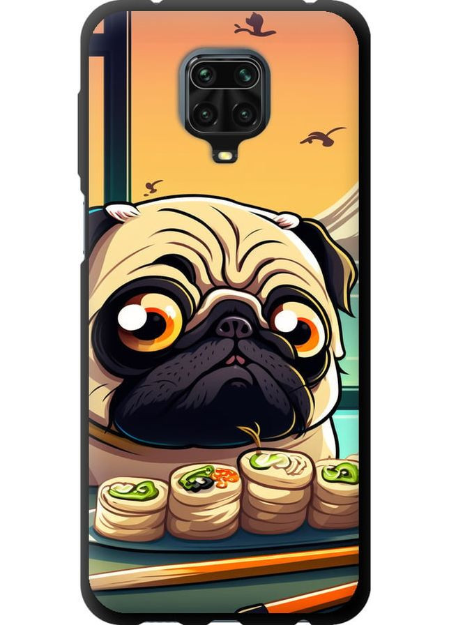 TPU чорний чохол 'Мопс і суші' для Endorphone Xiaomi Redmi Note 9 Pro (276317133)