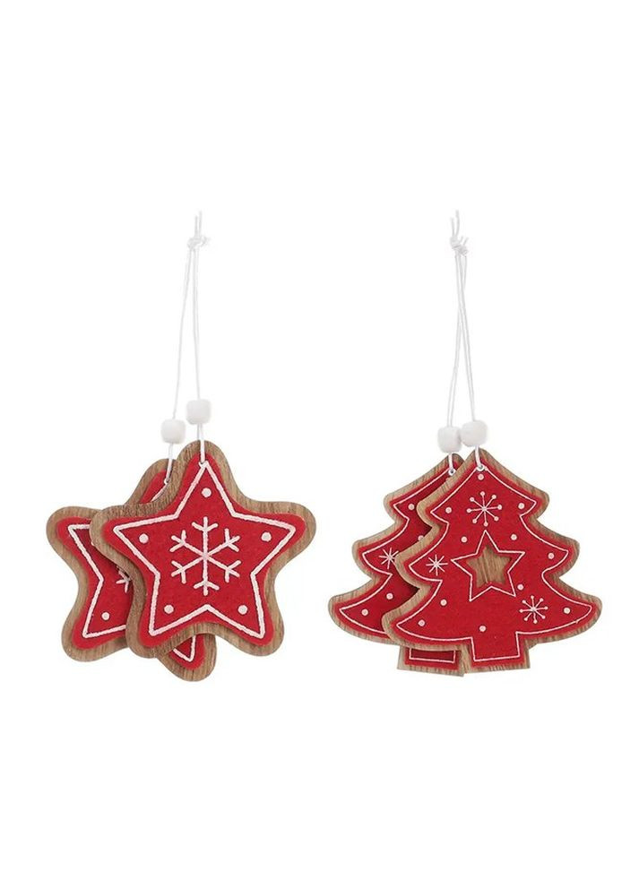 Набор новогодних украшений – Звезда и Елка цвет разноцветный ЦБ-00232301 BonaDi (264999772)
