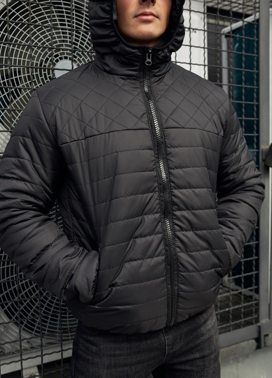 Черная демисезонная демисезонная куртка с капюшоном Vakko
