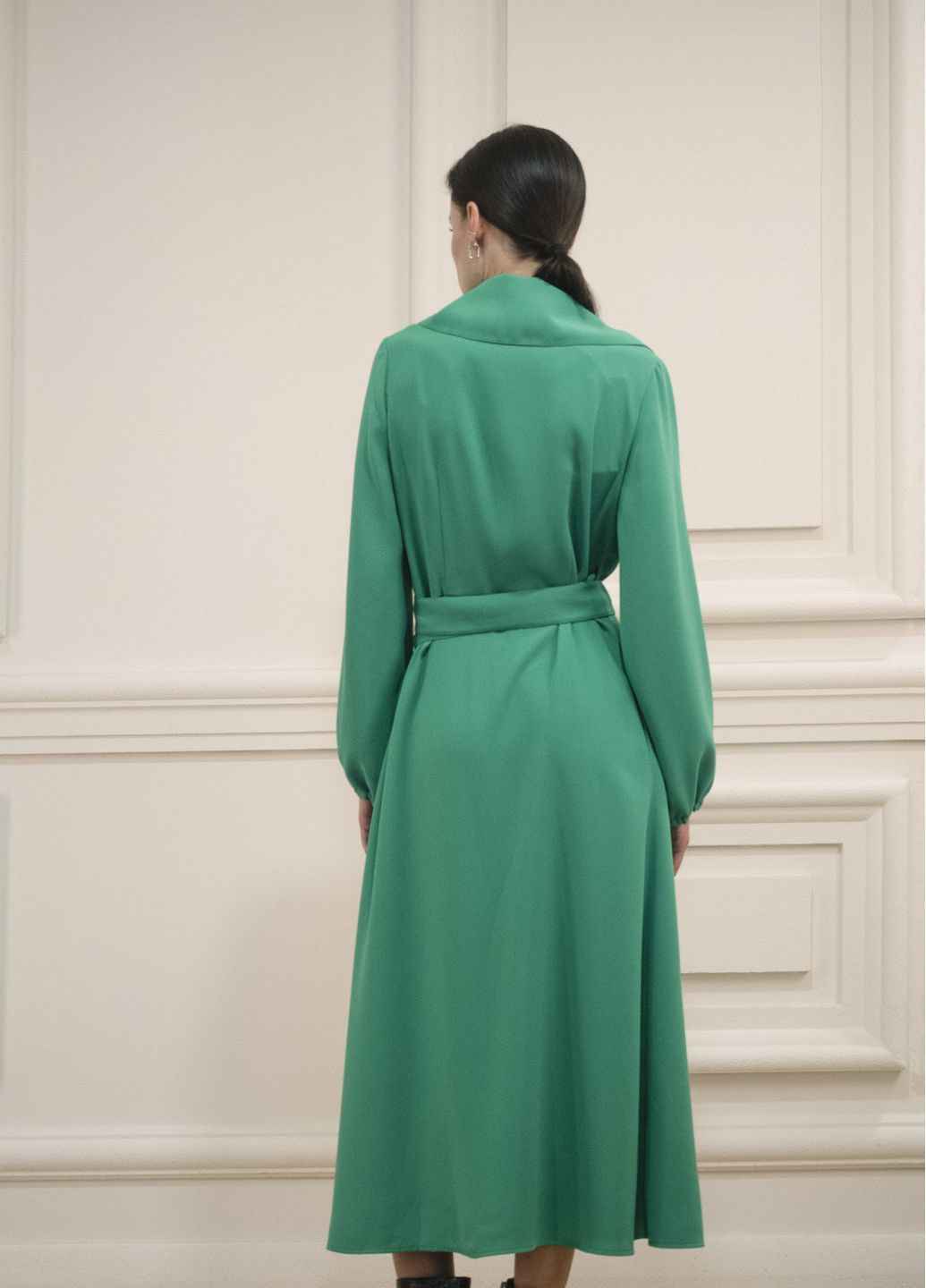 Бірюзова ділова, святковий, вечірня сукня максі з поясом рені на запах Dolcedonna