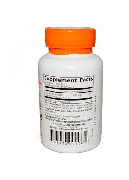 L-Carnitine Fumarate 855 mg 60 Veg Caps Doctor's Best (256722671)