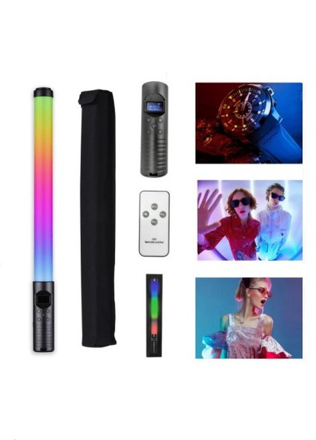 Лампа для зйомки Zemove LED RGB жезл (20W, 50 см, з акумулятором, пультом, чохол, 2200mAh) - чорний Yunteng (258528877)
