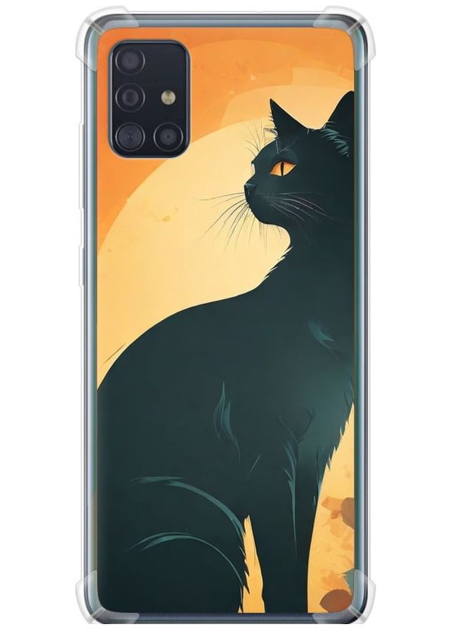 Силіконовий протиударний с посиленими кутами чохол 'Чорна кішка' для Endorphone Samsung Galaxy A51 2020 A515F (275651611)