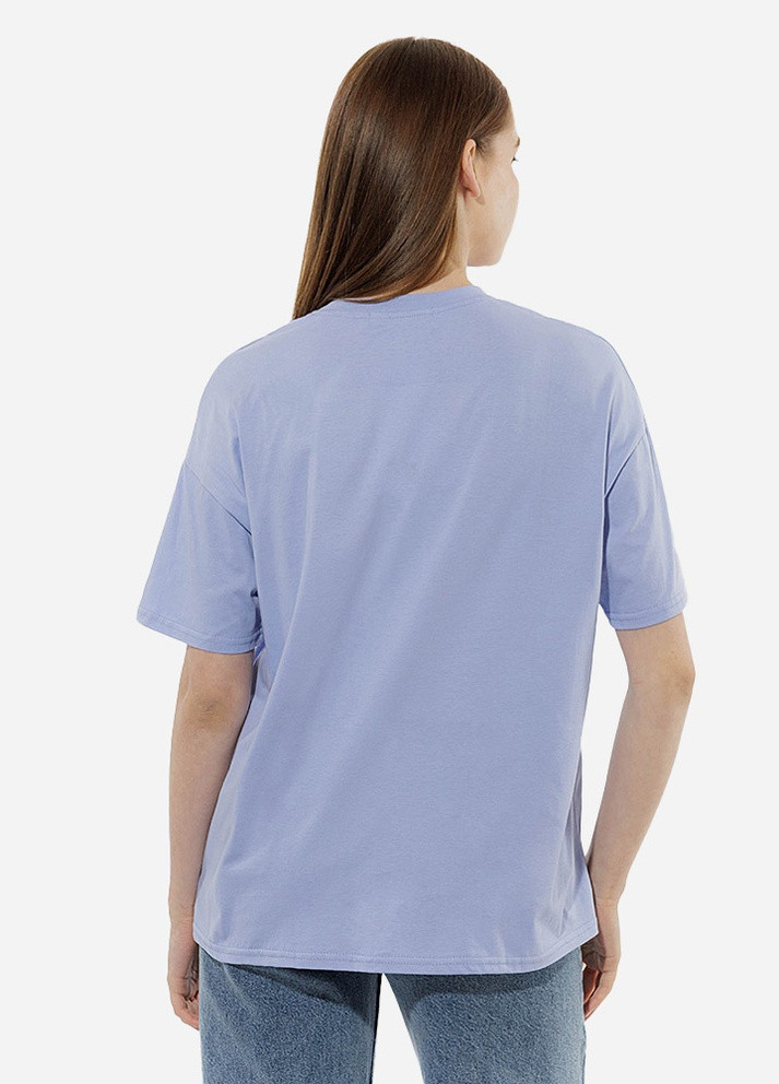 Сиреневая летняя женская футболка оверсайз цвет сиреневый цб-00219231 Yuki
