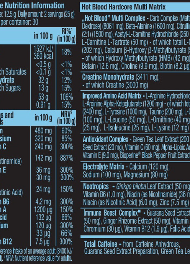 Hot Blood Hardcore 375 g /30 servings/ Pink Lemonade Scitec Nutrition (256724830)