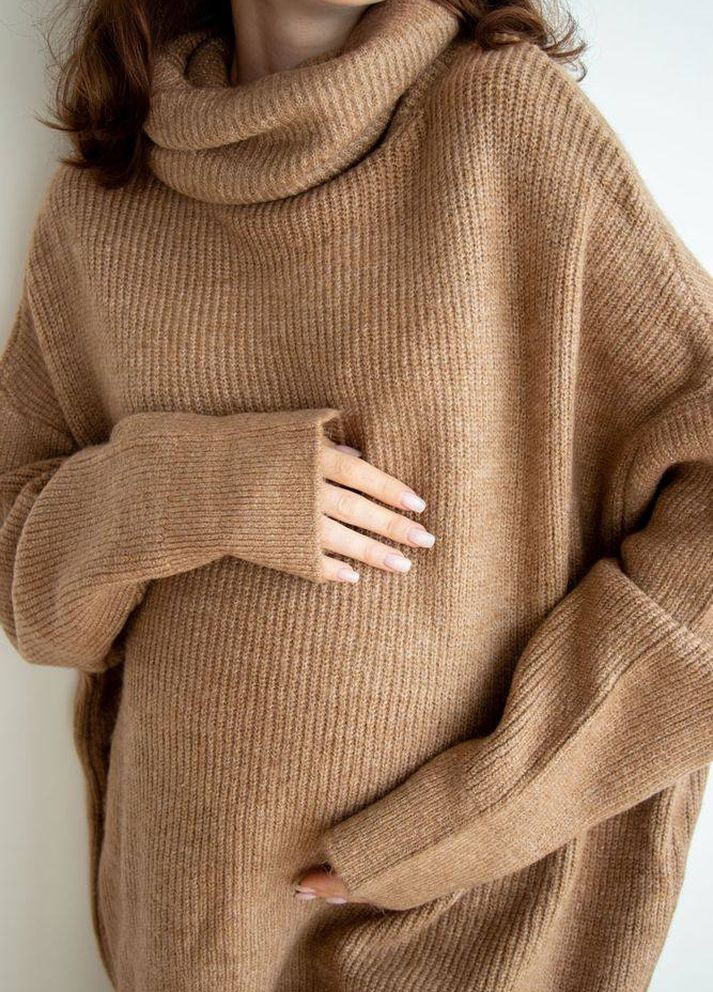 Коричневый женский свитер шерсть No Brand