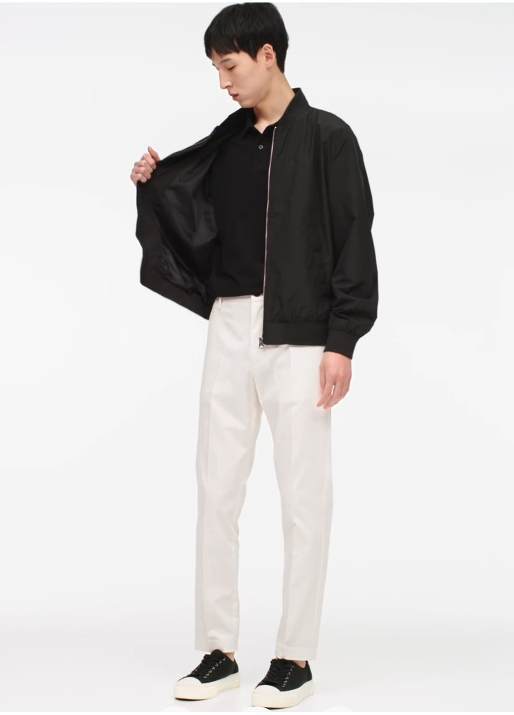 Чорна літня чоловіча куртка бомбер н&м (55993) s чорна H&M