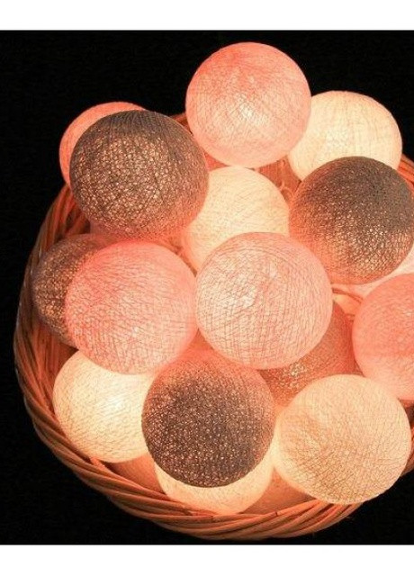 Гірлянда з ниткових кульок CBL Pink&Grey 35 шт. від USB, 4 м Cotton Ball Lights (257960463)