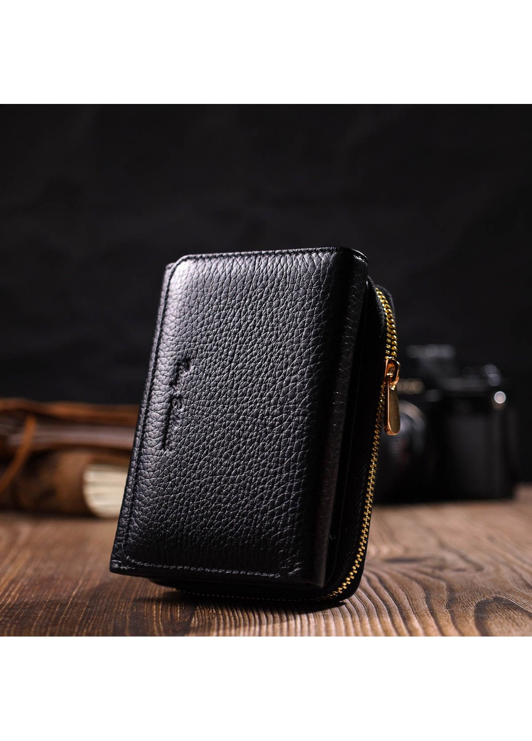 Жіноче портмоне в три складання з натуральної шкіри 22024 Чорний Tony Bellucci (262158050)