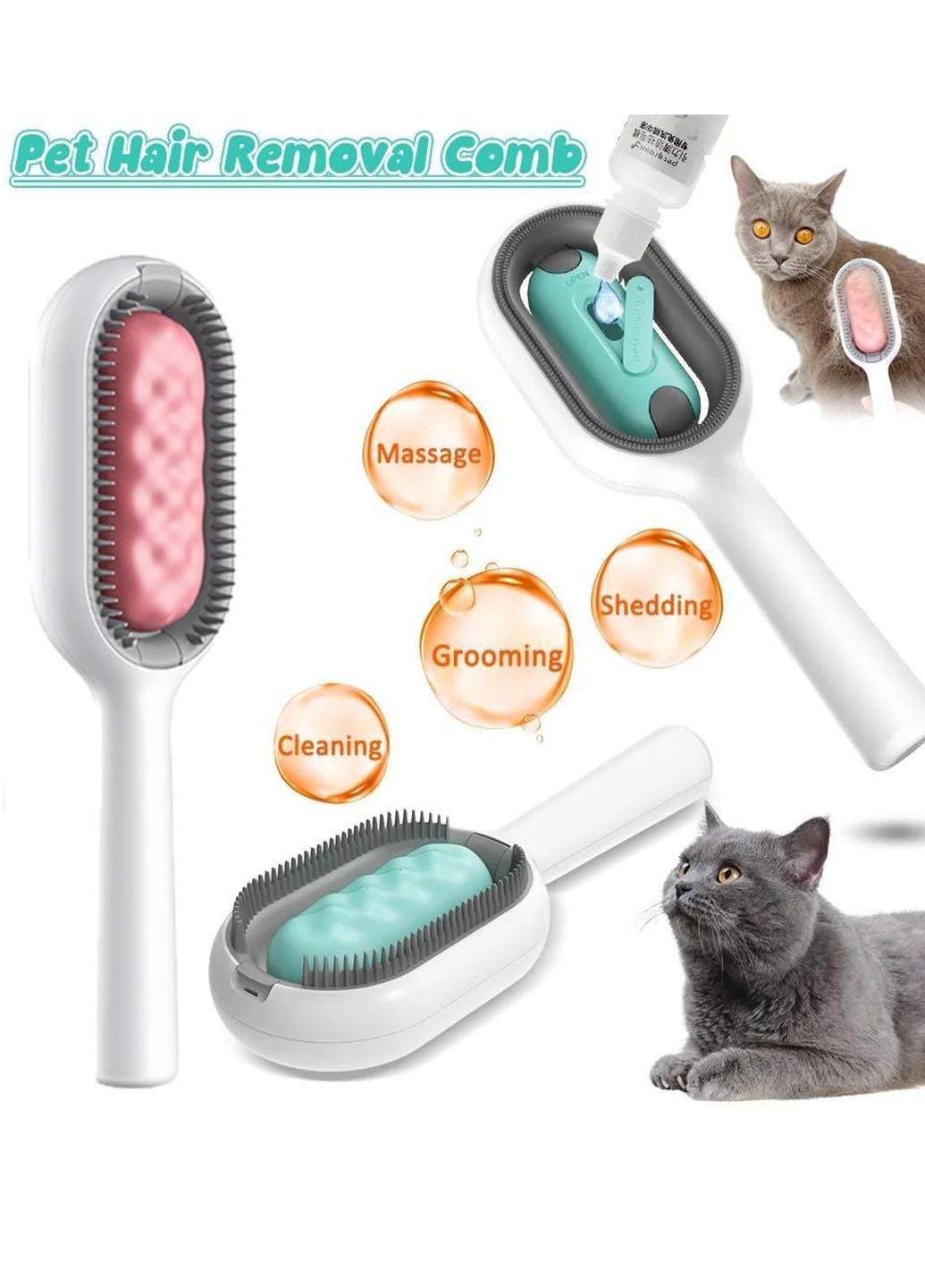 Багатофункціональна щітка для тварин Pet Gravity 4в1 Pet Grooming Comb для сухого та вологово вичісування собак та котів Good Idea (272149206)