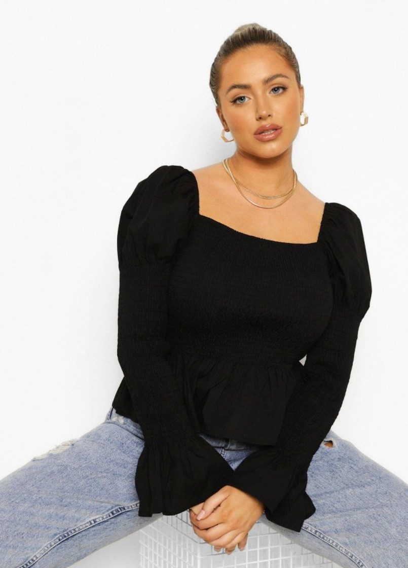 Чорна коротка блуза по фігурі чорна Boohoo