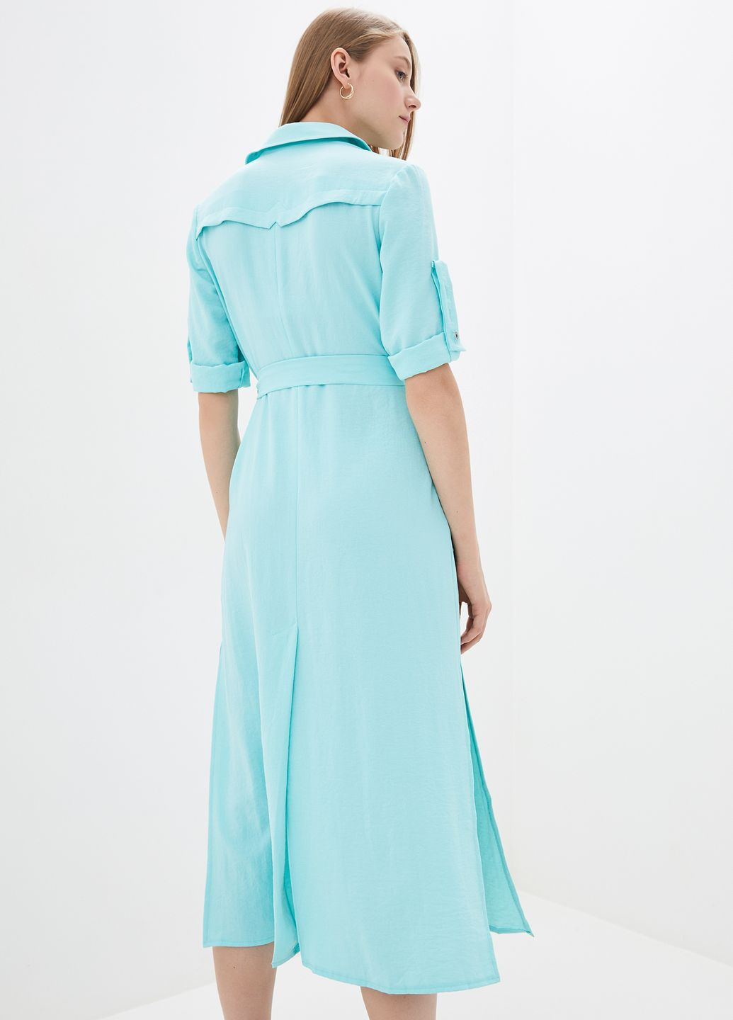 Бирюзовое платье-рубашка лимана бирюзовый Luzana