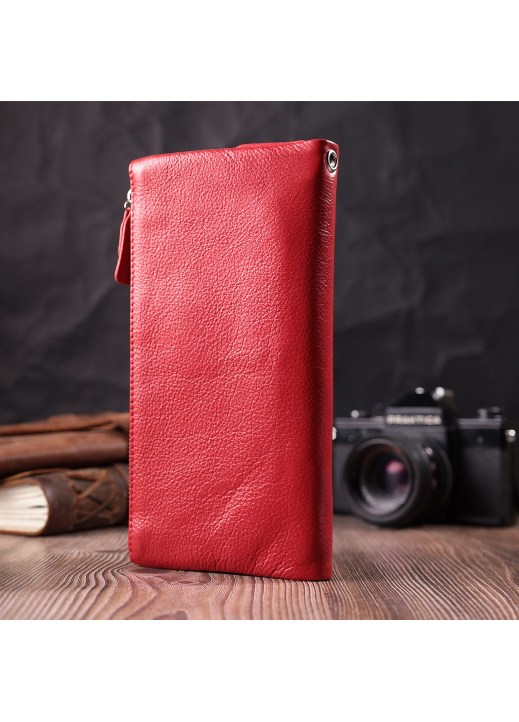 Гаманець-клатч для жінок з двома блискавками з натуральної шкіри 22526 Червоний st leather (277980510)