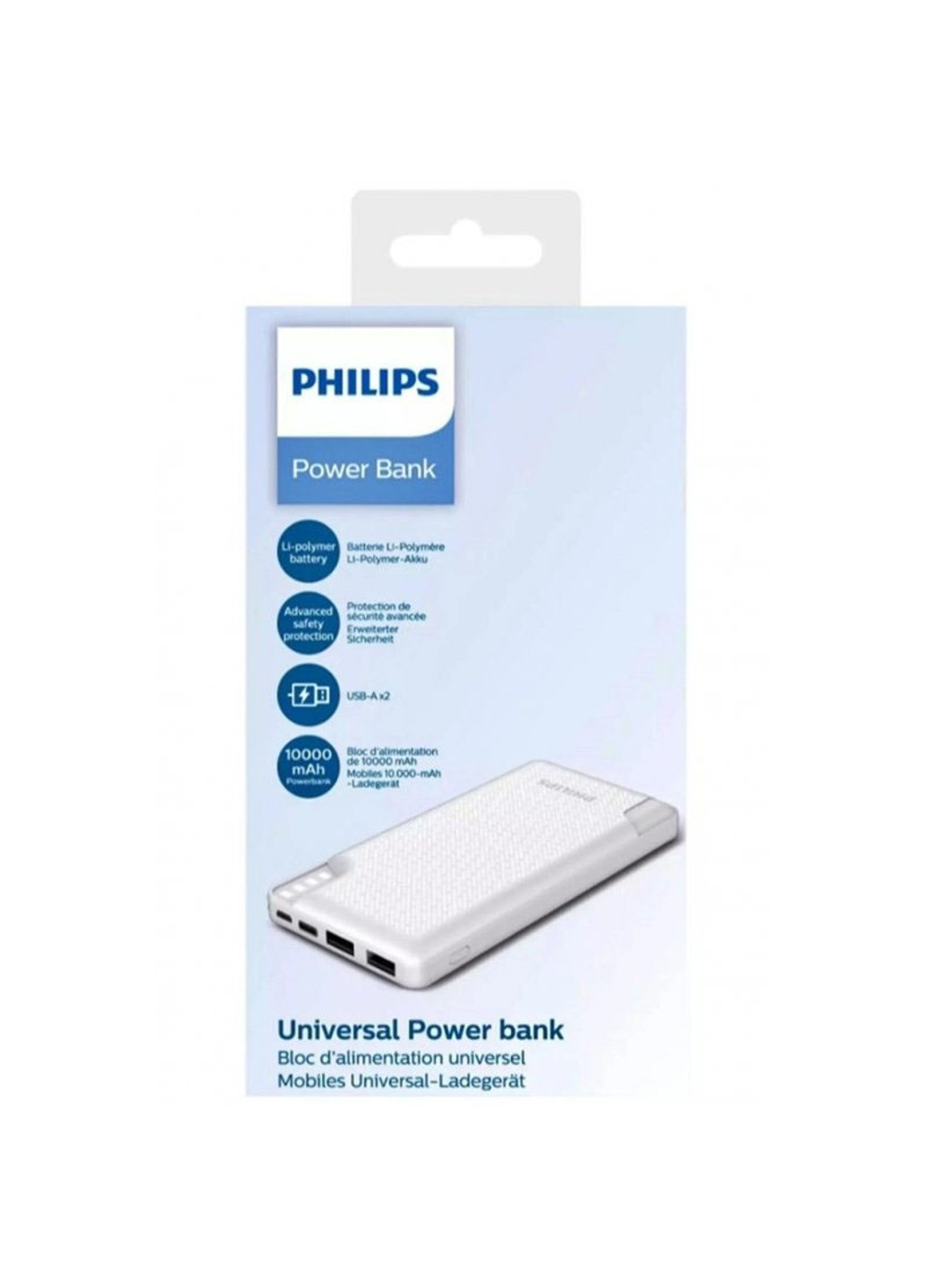 Портативное зарядное устройство Powerbank Display 10000mAh 12W (DLP2010N/62) Philips