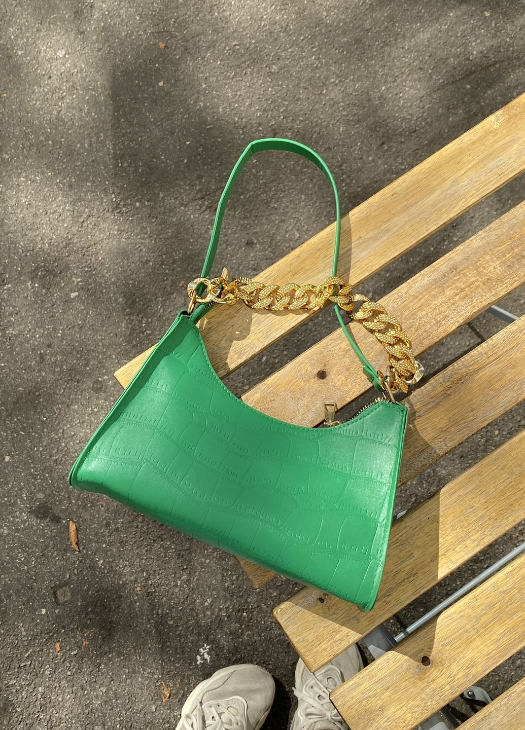 Женская маленькая сумка багет зеленая No Brand (270369424)