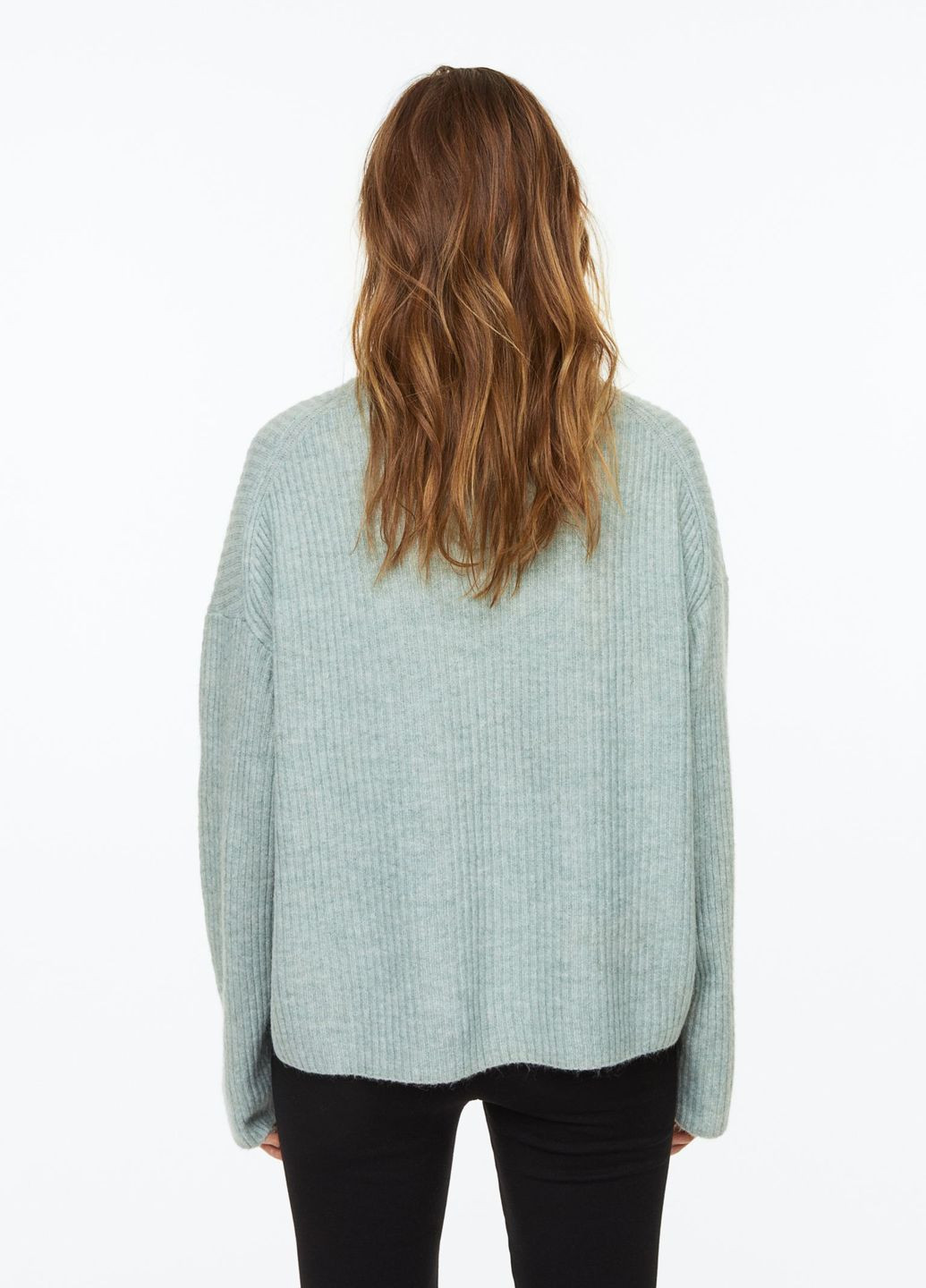 Світло-зелений зимовий светр-водолазка повномірний H&M